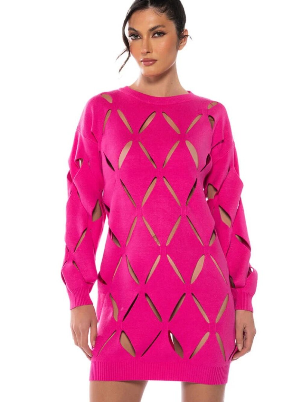 DIAMOND CUT OVERSIZED SWEATER DRESS
